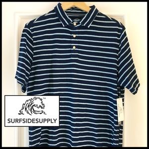 Surfside Supply Indigo Cotton Navy Stripe Polo. 🆕